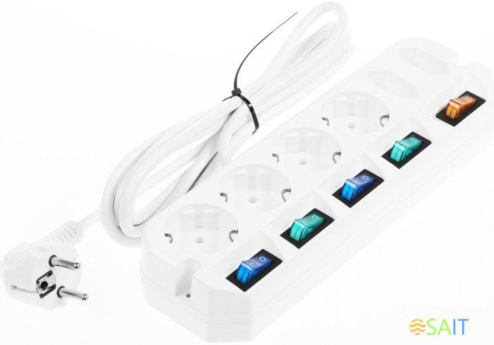 Сетевой удлинитель Most A16 3м (6 розеток) белый (пакет ПЭ)