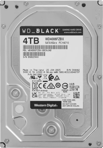 Жесткий диск WD SATA-III 4TB WD4006FZBX Desktop Black (7200rpm) 256Mb 3.5"
