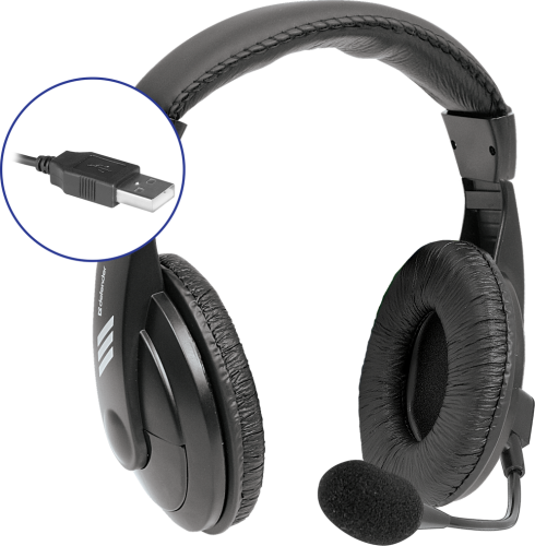 Defender Компьютерная гарнитура Gryphon 750U USB, черный, 1.8м кабель Defender Gryphon 750U USB