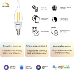 Умная лампа Gauss IoT Smart Home E14 4.5Вт 495lm Wi-Fi (упак.:1шт) (1260112)