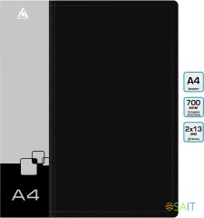 Папка на 2-х кольцах Бюрократ -0818/2RBLCK A4 пластик 0.7мм кор.18мм внутр. с вставкой черный