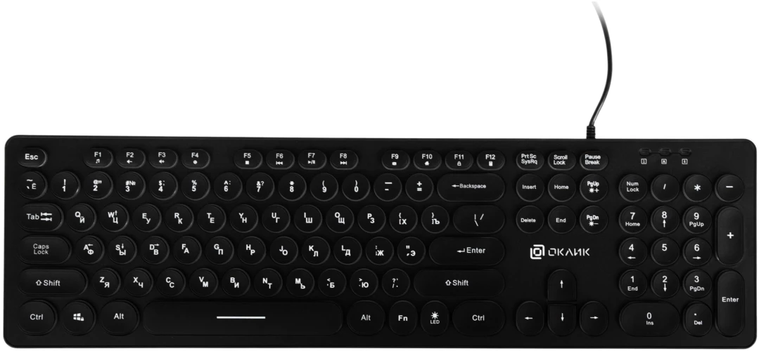 Клавиатура Оклик 420MRL черный USB slim Multimedia LED