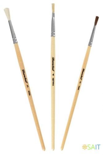 Набор кистей Silwerhof 980055 (наб.3шт) пон.круг.№2/коз.круг.№3/щет.плос.№4 дерев.ручка