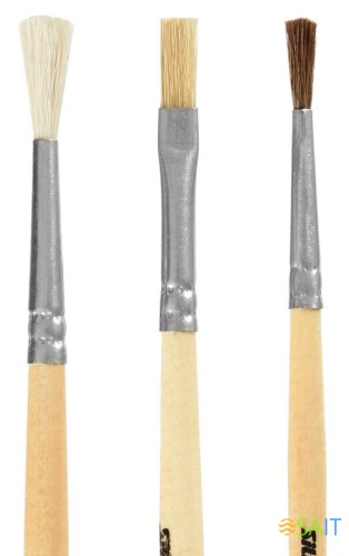 Набор кистей Silwerhof 980055 (наб.3шт) пон.круг.№2/коз.круг.№3/щет.плос.№4 дерев.ручка