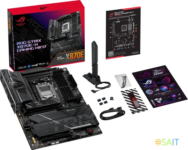 Материнская плата Asus ROG STRIX X870E-H GAMING WIFI7 Socket AM5 AMD X870E 4xDDR5 ATX AC`97 8ch(7.1) 5Gigabit RAID+HDMI