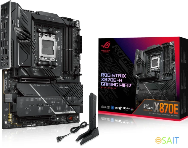 Материнская плата Asus ROG STRIX X870E-H GAMING WIFI7 Socket AM5 AMD X870E 4xDDR5 ATX AC`97 8ch(7.1) 5Gigabit RAID+HDMI