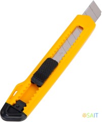 Нож канцелярский Deli E2001 шир.лез.18мм сталь ассорти пакет с европод.