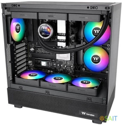 Вентилятор для корпуса Thermaltake CT140 Sync Reverse ARGB 140х140x25 черный 4-pin 32.8дБ (упак.:2шт) (CL-F174-PL14SW-A) Ret