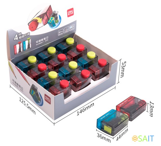 Точилка для карандашей ручная Deli 68660 1 отверстие пластик ассорти (упак.:12шт)