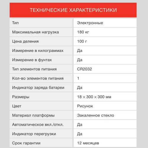 Весы напольные электронные Starwind SSP6041 макс.180кг рисунок
