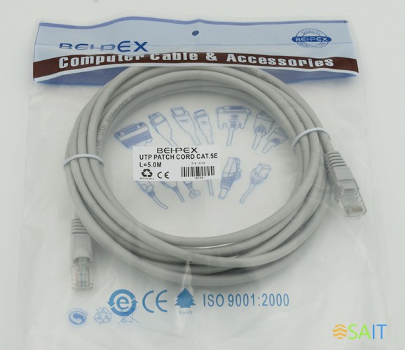 Патч-корд cat.5E stranded molded 5м серый RJ-45 (m)-RJ-45 (m)