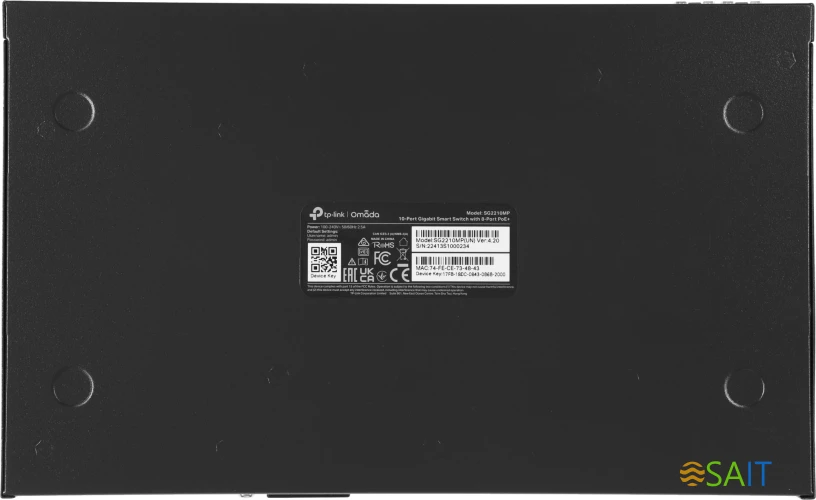 Коммутатор TP-Link SG2210MP (L2+) 8x1Гбит/с 2SFP 8PoE+ 150W управляемый