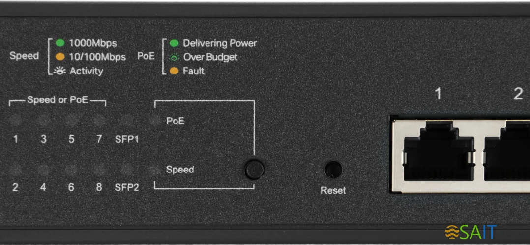 Коммутатор TP-Link SG2210MP (L2+) 8x1Гбит/с 2SFP 8PoE+ 150W управляемый