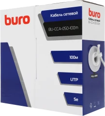 Кабель сетевой Buro BU-CCA-050-100m UTP 4 пары cat.5E solid 0.50мм CCA 100м серый