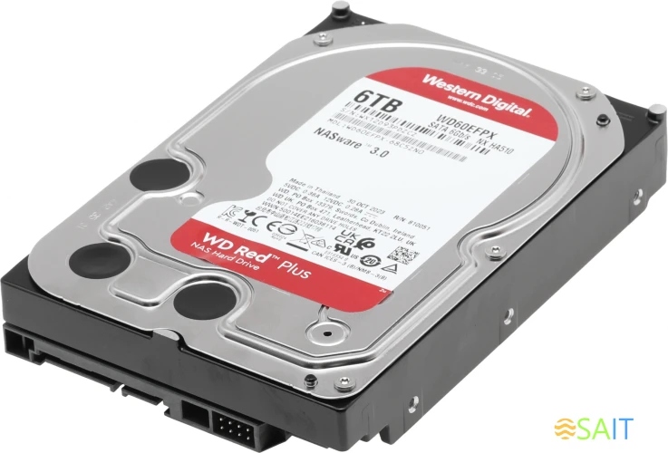 Жесткий диск WD SATA-III 6TB WD60EFPX NAS Red Plus (5400rpm) 256Mb 3.5"