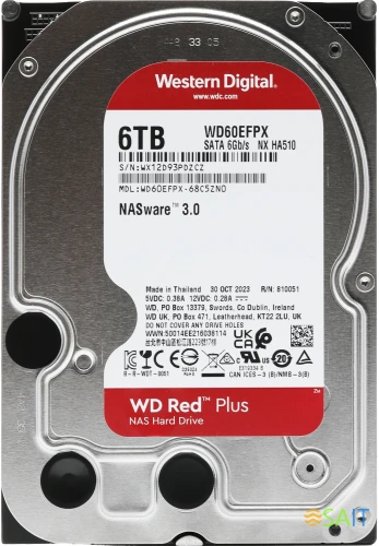 Жесткий диск WD SATA-III 6TB WD60EFPX NAS Red Plus (5400rpm) 256Mb 3.5"