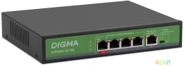 Коммутатор Digma DSP204G-1G-T80 (L2) 5x1Гбит/с 4PoE 4PoE+ 1PoE++ 80W неуправляемый