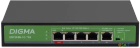 Коммутатор Digma DSP204G-1G-T80 (L2) 5x1Гбит/с 4PoE 4PoE+ 1PoE++ 80W неуправляемый