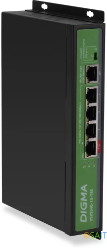 Коммутатор Digma DSP204G-1G-T80 (L2) 5x1Гбит/с 4PoE 4PoE+ 1PoE++ 80W неуправляемый