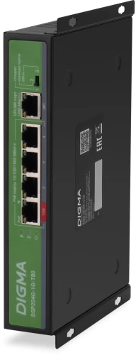 Коммутатор Digma DSP204G-1G-T80 (L2) 5x1Гбит/с 4PoE 4PoE+ 1PoE++ 80W неуправляемый