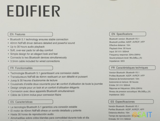 Гарнитура накладные Edifier W600BT синий беспроводные bluetooth оголовье