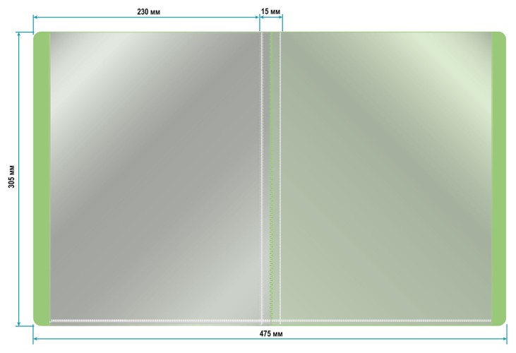 Папка-портфолио с 40 прозр.вклад. Бюрократ Gems GEMPP40GRN A4 пластик 0.7мм карм.на лиц.стор. зеленый турмалин