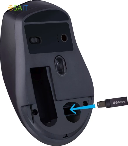 Мышь Defender Effect X MS-095 черный оптическая 1600dpi беспров. USB 5but (52095)