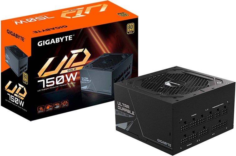 Блок питания Gigabyte ATX 750W GP-UD750GM 80+ gold (20+4pin) APFC 120mm fan 8xSATA Cab Manag RTL