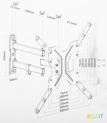 Кронштейн для телевизора Ultramounts UM905 черный 23"-55" макс.30кг настенный поворотно-выдвижной и наклонный