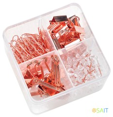 Набор мелкоофисный Deli 78551 гвоздики 50шт скрепки 100шт золотистый металл пластиковая туба