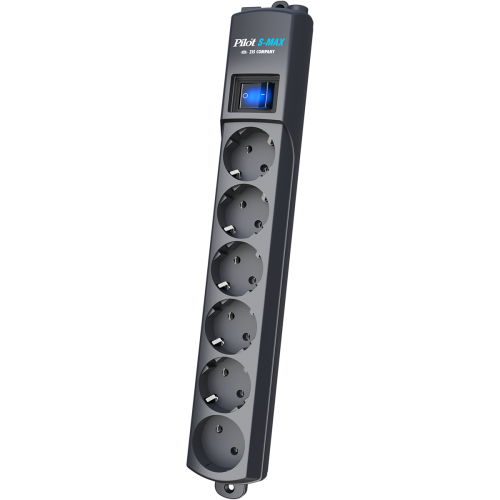 Сетевой фильтр Pilot S Max (5 евро + 1GP), 16А/3.5кВа, автомат, 3 м, графит ZIS Pilot S-Max (3 м, 6 розеток)