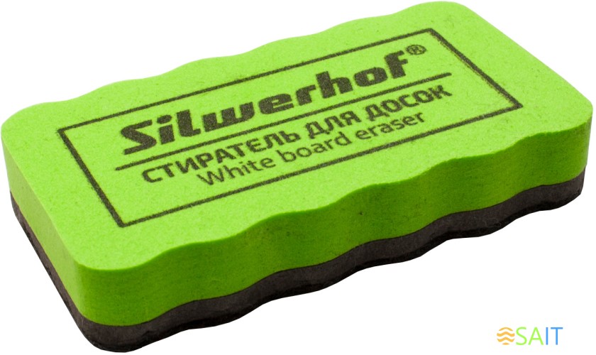 Стиратель Silwerhof 659004-02 для досок фетр 10.7x5.7x2см зеленый магнитный