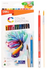 Карандаши цв. Deli EC00700 Color Emotion акварель. липа 12цв. коробка/европод.