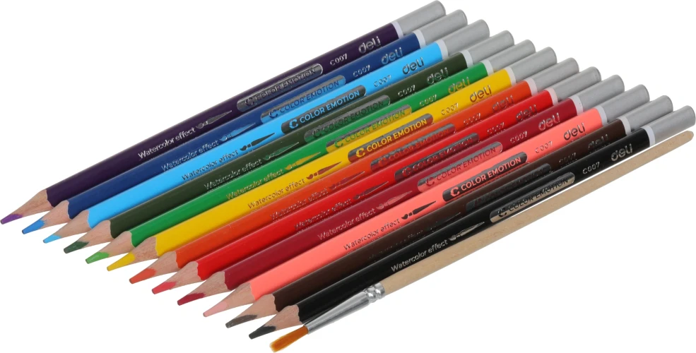 Карандаши цв. Deli EC00700 Color Emotion акварель. липа 12цв. коробка/европод.