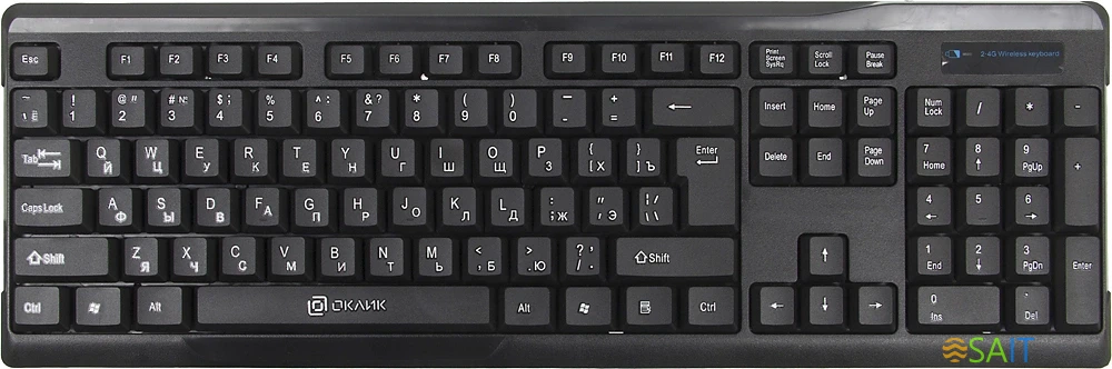 Клавиатура + мышь Оклик 230M клав:черный мышь:черный USB беспроводная (412900)