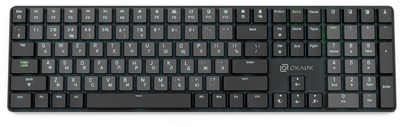 Клавиатура Оклик K953X механическая черный/серый USB Multimedia LED (1901086)