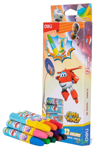 Масляная пастель Deli EC009-12 Super Wings шестигранные 12цв. картон.кор./европод.