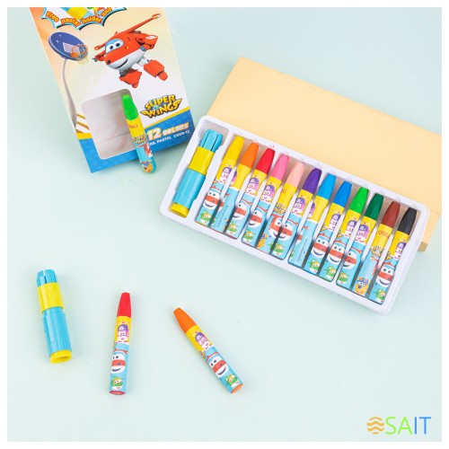 Масляная пастель Deli EC009-12 Super Wings шестигранные 12цв. картон.кор./европод.