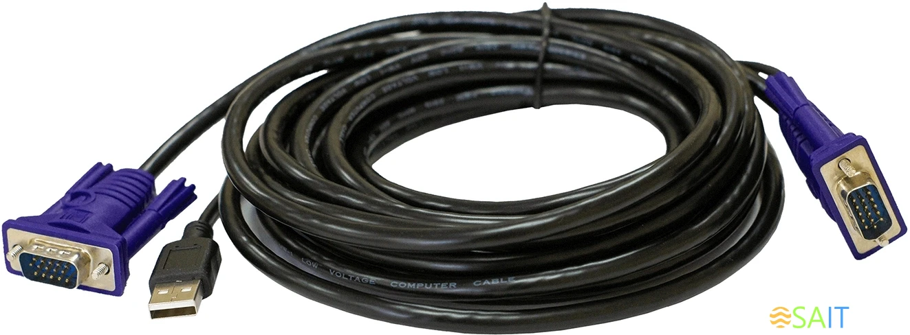 Кабель KVM Origo OKVMCU5 5м черный VGA-USB (m) (OKVMCU5/A1A)