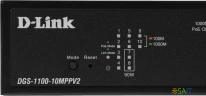 Коммутатор D-Link DGS-1100-10MPPV2/A (L2) 8x1Гбит/с 2SFP 8PoE+ 242W настраиваемый