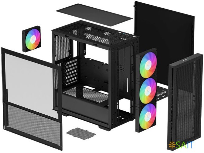 Корпус Deepcool CH560 черный без БП ATX 8x120mm 3x140mm 1xUSB3.0 audio bott PSU