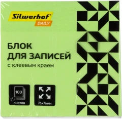 Блок самоклеящийся бумажный Silwerhof Daily 76x76мм 100лист. 75г/м2 неон зеленый