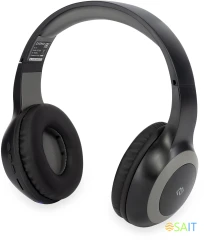Гарнитура накладные Digma BT-15 черный/серый беспроводные bluetooth оголовье (BT-15BG)
