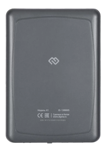 Электронная книга Digma K1 6" E-ink HD Pearl 758x1024 600MHz 128Mb/4Gb/SD/microSDHC темно-серый