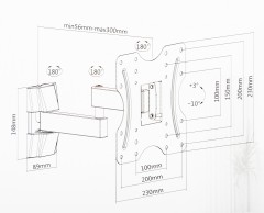Кронштейн для телевизора Ultramounts UM899 черный 23"-43" макс.20кг настенный поворотно-выдвижной и наклонный