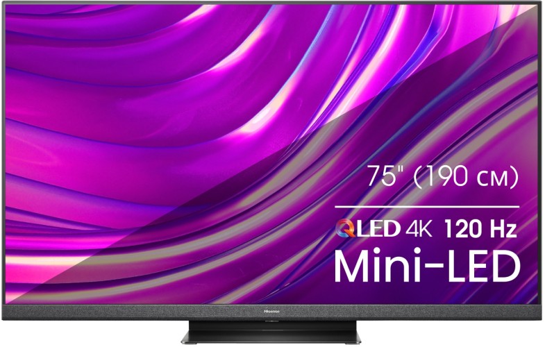 Телевизор QLED Hisense 75" 75U8HQ черный 4K Ultra HD 120Hz DVB-T DVB-T2 DVB-C DVB-S DVB-S2 WiFi Smart TV