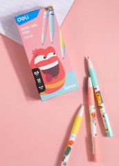 Набор ручек шариков. Deli Larva (EQ26-BK-P) ассорти черн. черн. кор.карт. (12шт) линия 0.5мм резин. манжета