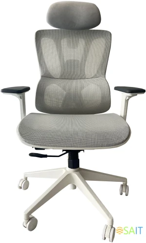 Кресло Cactus CS-CHR-MC02GY серый сетка с подголов. крестов. пластик белый