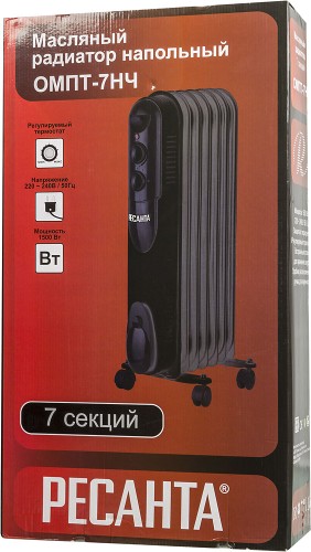 Радиатор масляный Ресанта ОМПТ-7НЧ 1500Вт черный
