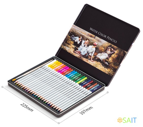 Карандаши цв. Deli 6521 Nuevo акварель. липа серебристый 24цв. мет.кор.